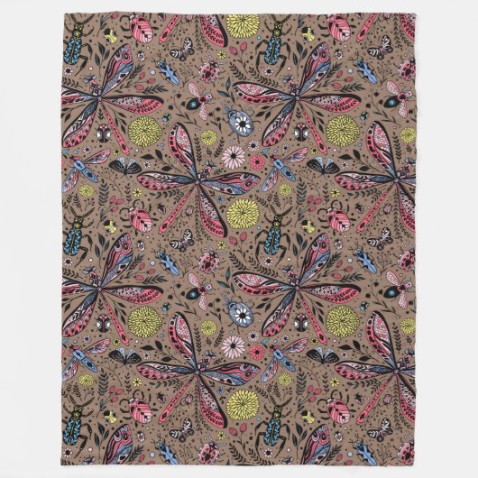 Doodle-Käfer auf mocha-braun Fleecedecke (Vorderseite)