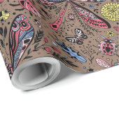 Doodle-Käfer auf mocha-braun Geschenkpapier (Rolleneckpunkt)