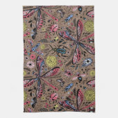 Doodle-Käfer auf mocha-braun Geschirrtuch (Vertikal)