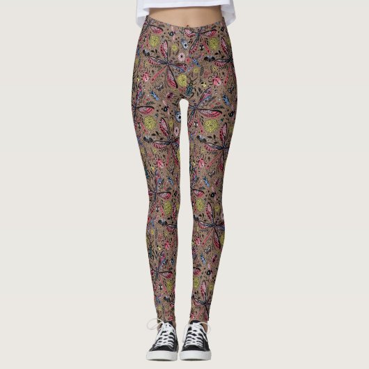Doodle-Käfer auf mocha-braun Leggings (Vorderseite)