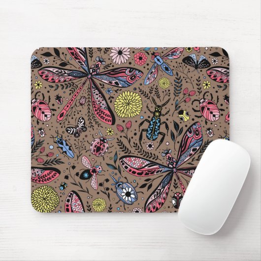 Doodle-Käfer auf mocha-braun Mousepad (Mit Mouse)