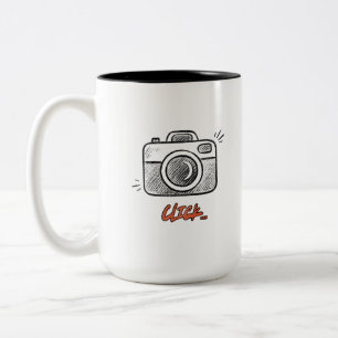 Doodle Kamera Klicken Typografie Minimal Zweifarbige Tasse