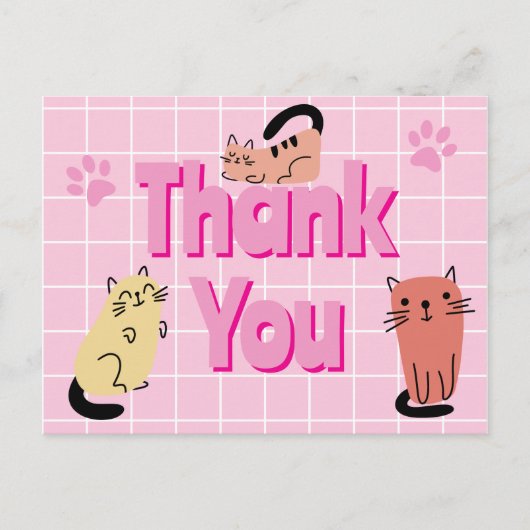Doodle-Katzen Danke Postkarte (Vorderseite)