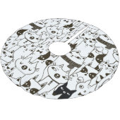Doodle Katzen: lustiges, nahtloses Muster. Polyester Weihnachtsbaumdecke (Schrägansicht)