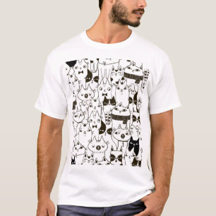 Doodle Katzen: lustiges, nahtloses Muster. T-Shirt