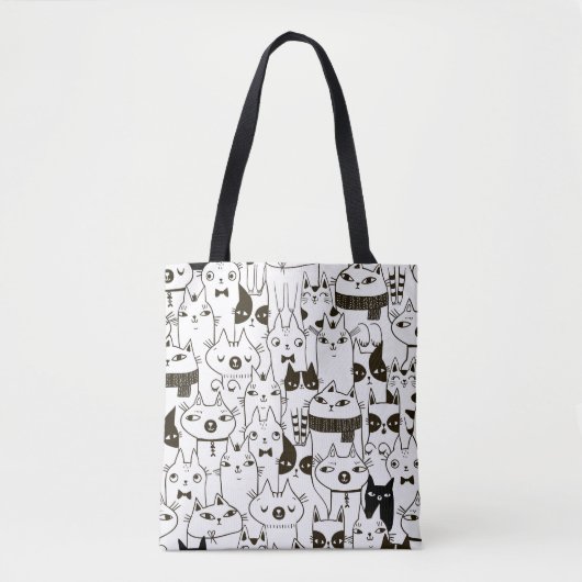 Doodle Katzen: lustiges, nahtloses Muster. Tasche (Vorderseite)