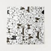 Doodle Katzen: lustiges, nahtloses Muster. Wandteppich (Vorderseite (Horizontal))