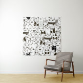 Doodle Katzen: lustiges, nahtloses Muster. Wandteppich (Beispiel)