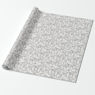 Doodle Katzen: schwarz-weiß. Geschenkpapier