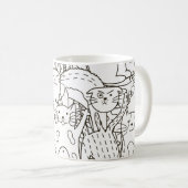 Doodle Katzen: schwarz-weiß. Kaffeetasse (VorderseiteRechts)