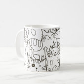 Doodle Katzen: schwarz-weiß. Kaffeetasse (Vorderseite Links)
