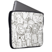 Doodle Katzen: schwarz-weiß. Laptopschutzhülle (Vorne Rechts)