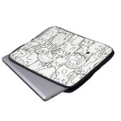 Doodle Katzen: schwarz-weiß. Laptopschutzhülle (Vorne Knopf)