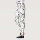 Doodle Katzen: schwarz-weiß. Leggings (Links)