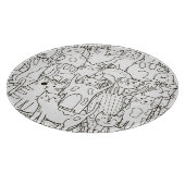 Doodle Katzen: schwarz-weiß. Schneidebrett (Ecke)