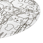 Doodle Katzen: schwarz-weiß. Schneidebrett (Ecke)
