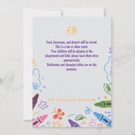 Doodle Kindergarten Einladung (Rückseite)