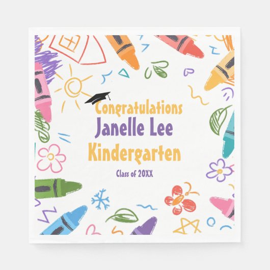 Doodle Kindergarten Graduierungsparty Serviette (Vorderseite)