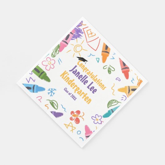 Doodle Kindergarten Graduierungsparty Serviette (Ecke)