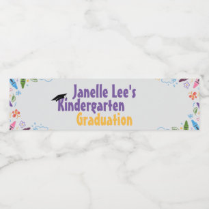 Doodle Kindergarten Graduierungsparty Wasserflaschenetikett