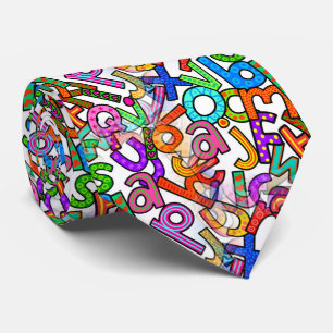 Doodle Kleinbuchstaben-Alphabetmuster Krawatte