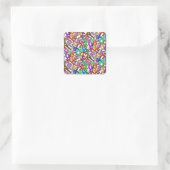 Doodle Kleinbuchstaben-Alphabetmuster Quadratischer Aufkleber (Tasche)