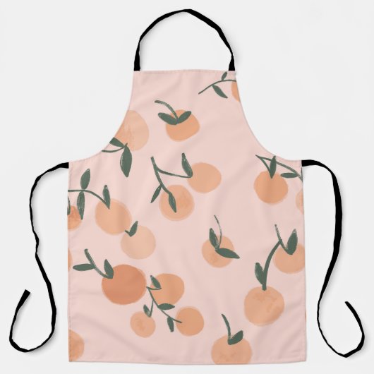 Doodle-Kunst: Orange Cherry Vintage-Muster Schürze (Vorderseite)