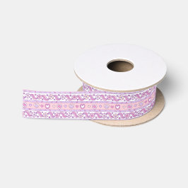 Doodle Kunstherzen Blume gemusterte Pastellfarben Satinband