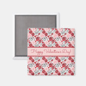 Doodle-Kunststil rote rosa Rosen Herzen Valentinst Magnet (Vorderseite/Rückseite)