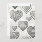 Doodle & lace grey hearts postkarte (Vorne/Hinten)