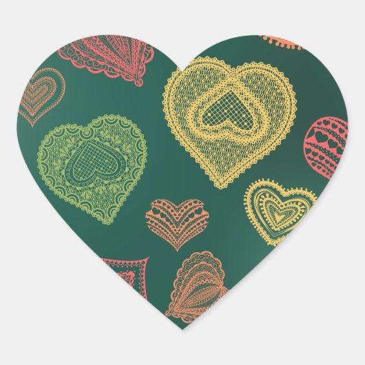 Doodle & Lace Sunset Leaf Herzen Herz-Aufkleber (Vorderseite)