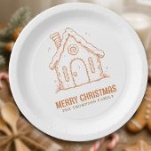 Doodle Lebkuchenhäuschen Frohe Weihnachten Pappteller