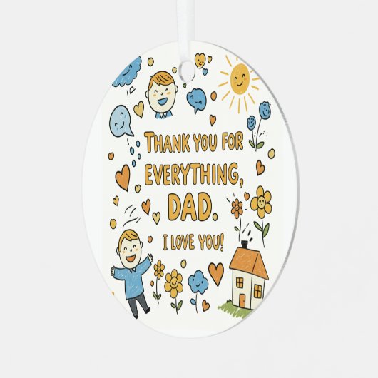 Doodle-Liebe für Vater Print-"Danke Vater" Ornament Aus Metall (Vorderseite links)