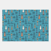 Doodle Lighthouse Wrapping Paper Set 3 Geschenkpapier Set (Vorderseite 3)