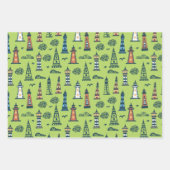 Doodle Lighthouse Wrapping Paper Set 3 Geschenkpapier Set (Vorderseite 2)