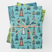 Doodle Lighthouse Wrapping Paper Set 3 Geschenkpapier Set (Beispiel)