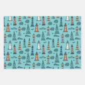 Doodle Lighthouse Wrapping Paper Set 3 Geschenkpapier Set (Vorderseite)