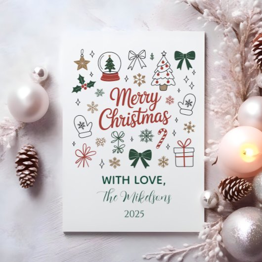 Doodle Line Art Christmas Feiertagskarte