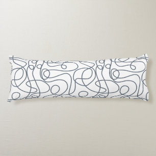 Doodle Line Art Muster Blauer Grau auf Weiß Seitenschläferkissen