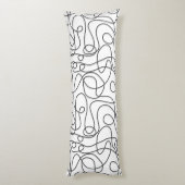 Doodle Line Art Muster | Graphit auf Weiß Seitenschläferkissen (Rückseite (Vertikal))