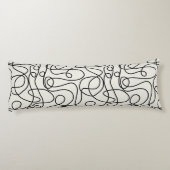 Doodle Line Art Muster | Schwarz auf Creme Seitenschläferkissen (Rückseite)