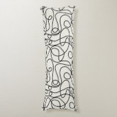 Doodle Line Art Muster | Schwarz auf Creme Seitenschläferkissen (Vorderseite Vertikal)
