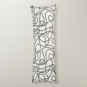 Doodle Line Art Muster | Schwarz auf Creme Seitenschläferkissen (Rückseite (Vertikal))