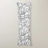 Doodle Line Art Muster | Schwarz auf Weiß Seitenschläferkissen (Vorderseite Vertikal)