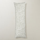 Doodle Line Art Muster | Weiß auf Beige/Warm Grau Seitenschläferkissen (Rückseite (Vertikal))
