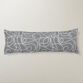 Doodle Line Art Muster | Weiß auf Grau Seitenschläferkissen (Rückseite)