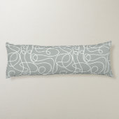 Doodle Line Art Muster | Weiß auf Mittelgrau grün Seitenschläferkissen (Rückseite)