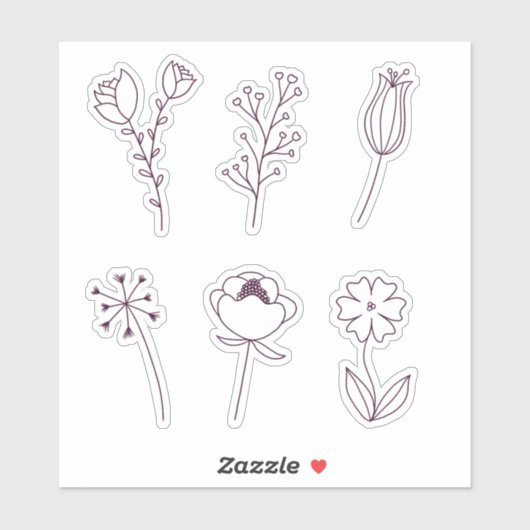 Doodle Line-Blume Aufkleber (Blatt)