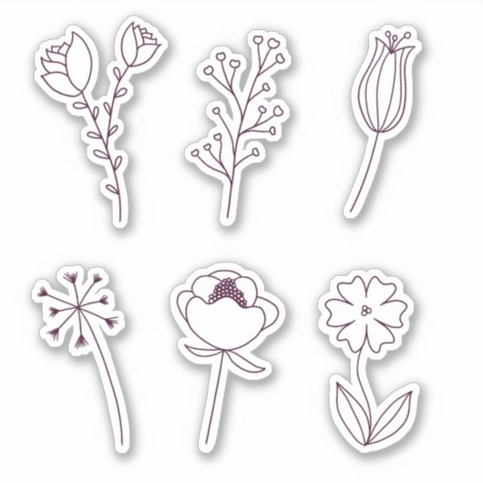 Doodle Line-Blume Aufkleber (Vorderseite)