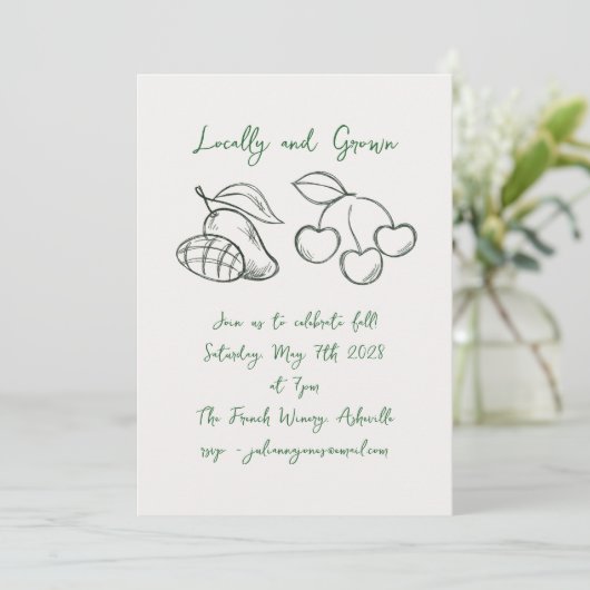Doodle lokal Grown Farmer's Market Baby Shower Einladung (Stehend Vorderseite)